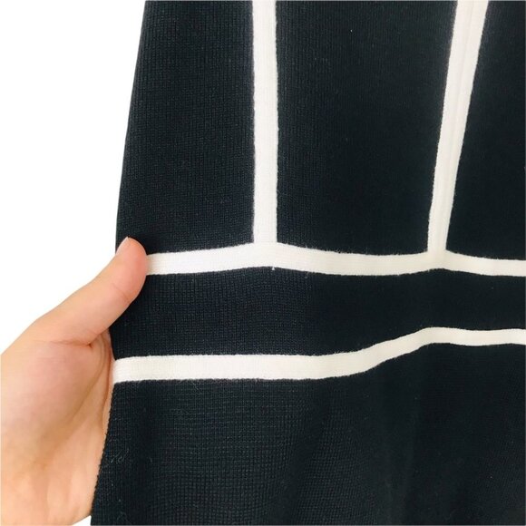 Jessica Black And White Minimalist  Sleeveless Knit fitted Midi Dress women M - Picture 11 of 15